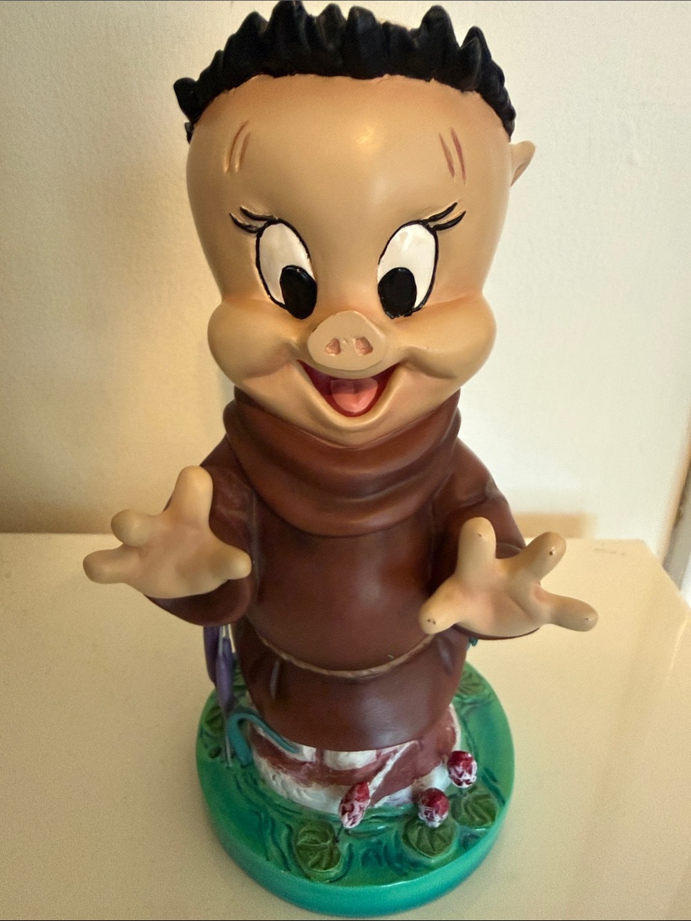 Cartoon Network Brown Pig Figurine with Black Hair